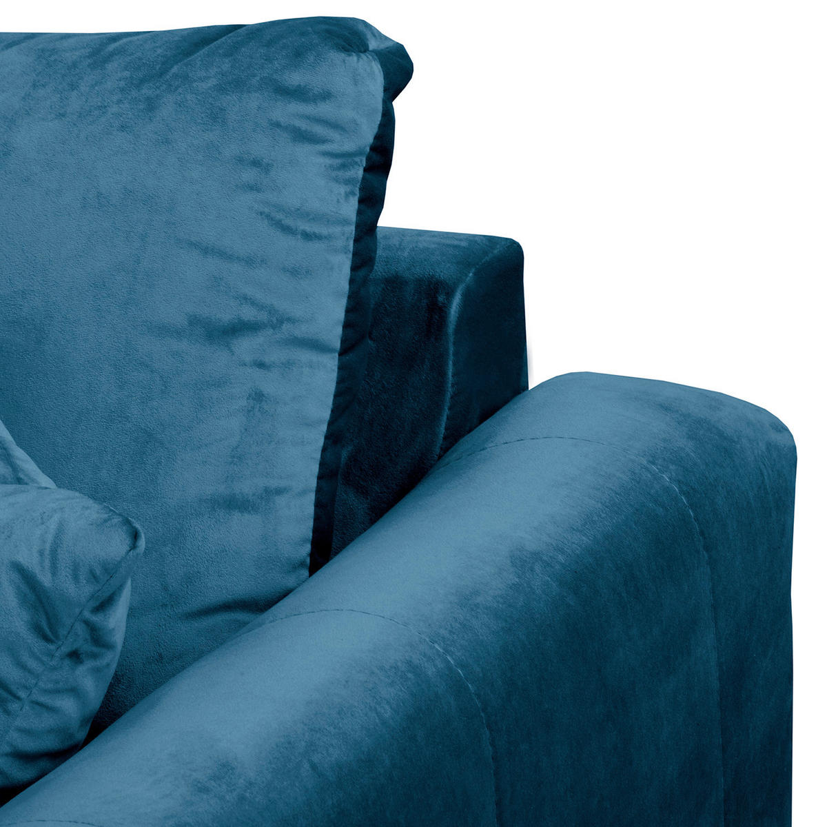 ECKSOFA inkl. Hocker Ariella Blau Samt Rückenkissen, Hocker  - Blau/Naturfarben, Design, Holz/Textil (161/231cm) - Livetastic
