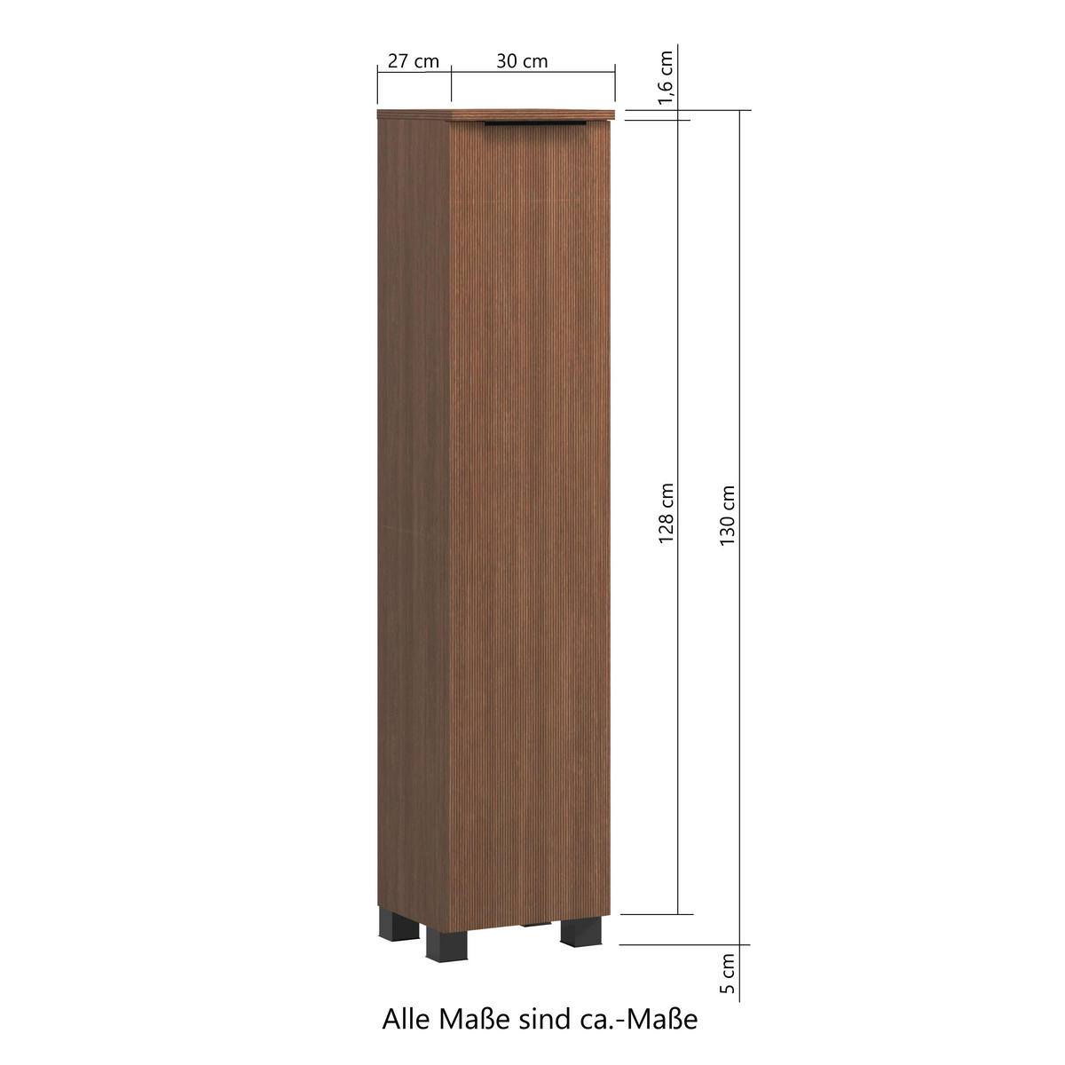 MIDISCHRANK 30/130/27 cm  - Dunkelbraun/Schwarz, Natur, Holzwerkstoff/Kunststoff (30/130/27cm) - Held