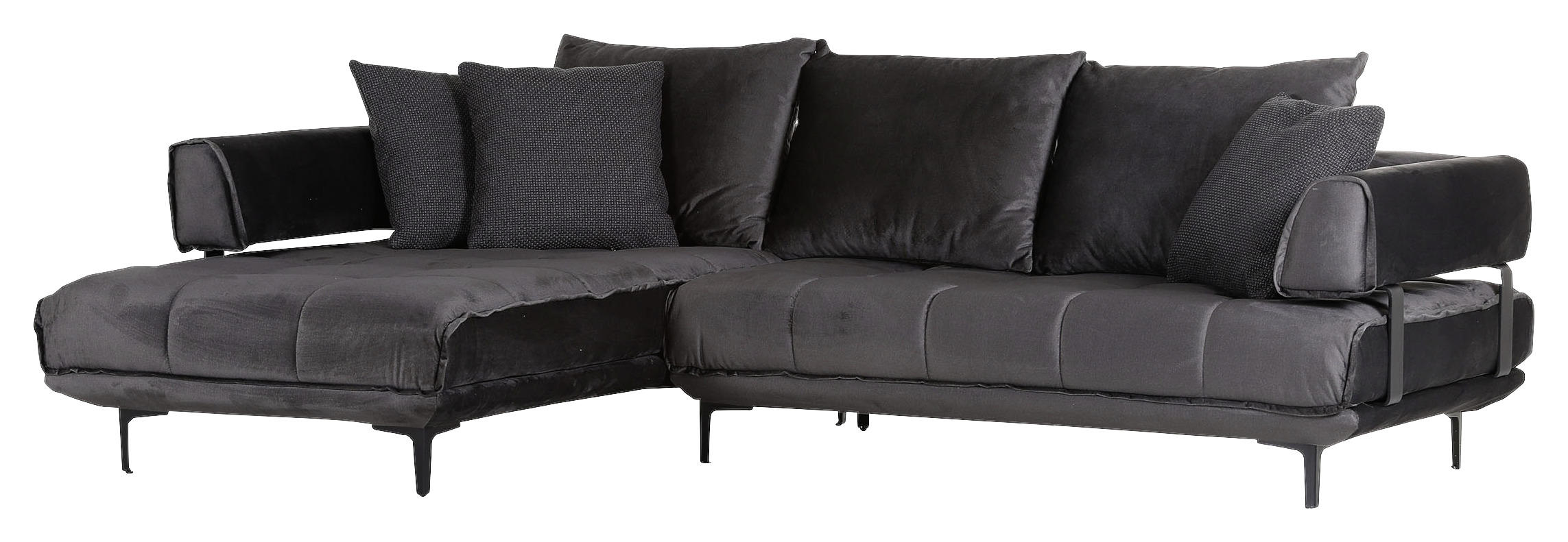 SOFFA i textil mörkgrå  - mörkgrå/svart, Modern, metall/textil (190/265cm)
