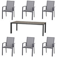 GARTENTISCHGRUPPE Aluminium  - Dunkelgrau/Anthrazit, Basics, Keramik/Kunststoff (100/74/220cm) - Siena Garden