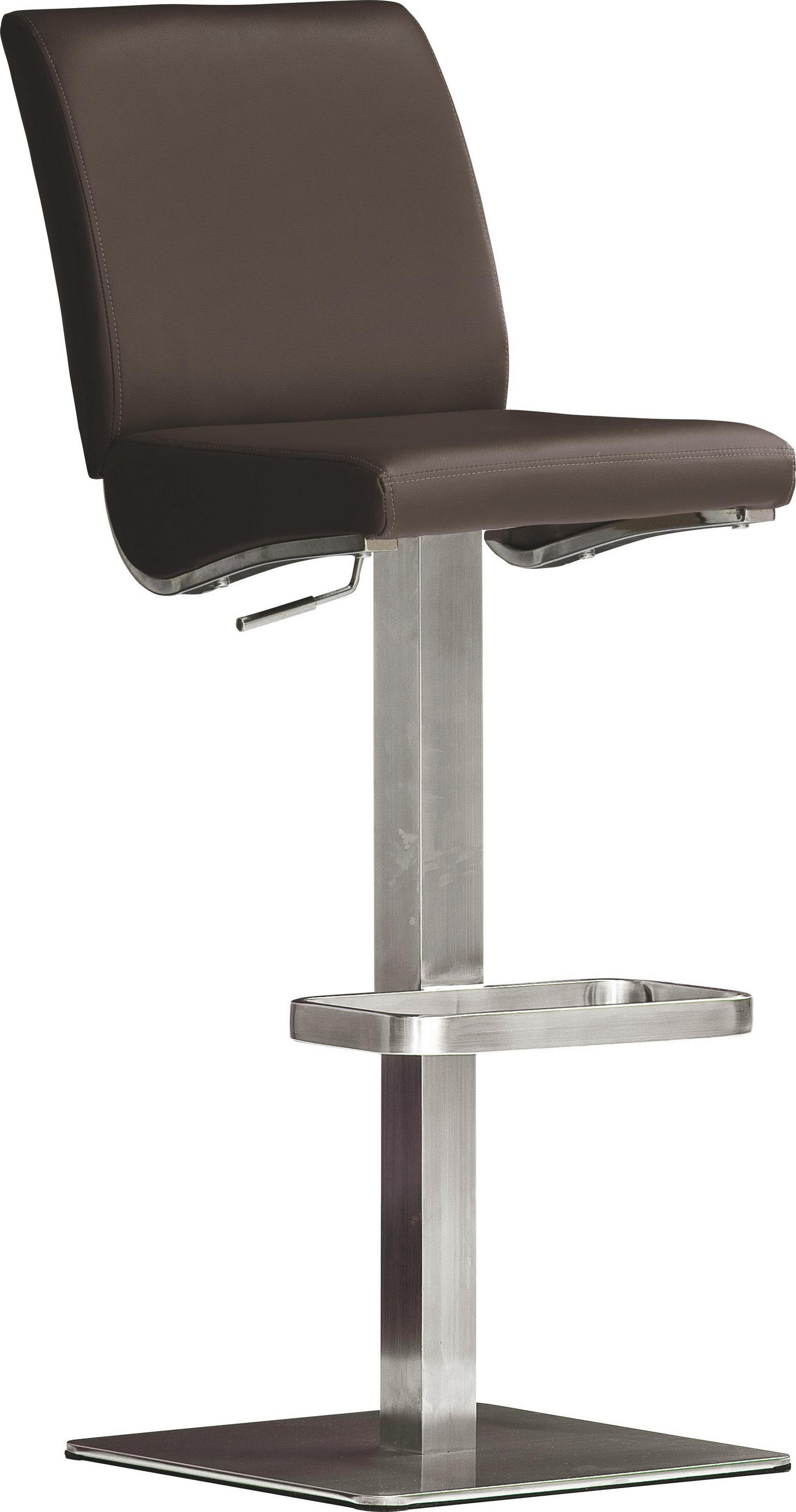 Barhocker in Metall, Textil Braun, Edelstahlfarben