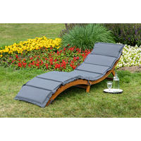 GARTENLIEGE 54/60/180 cm Akazie  - Grau/Akaziefarben, KONVENTIONELL, Holz/Textil (54/60/180cm) - Gardenson