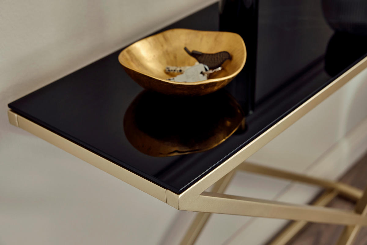 KONSOLENTISCH in Metall, Glas 100/30/74 cm   - Goldfarben/Schwarz, Modern, Glas/Metall (100/30/74cm) - Livetastic