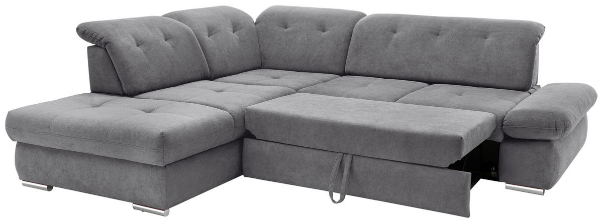 ECKSOFA Dalida Dunkelgrau Chenille  - Chromfarben/Dunkelgrau, MODERN, Textil/Metall (254/280cm) - Livetastic