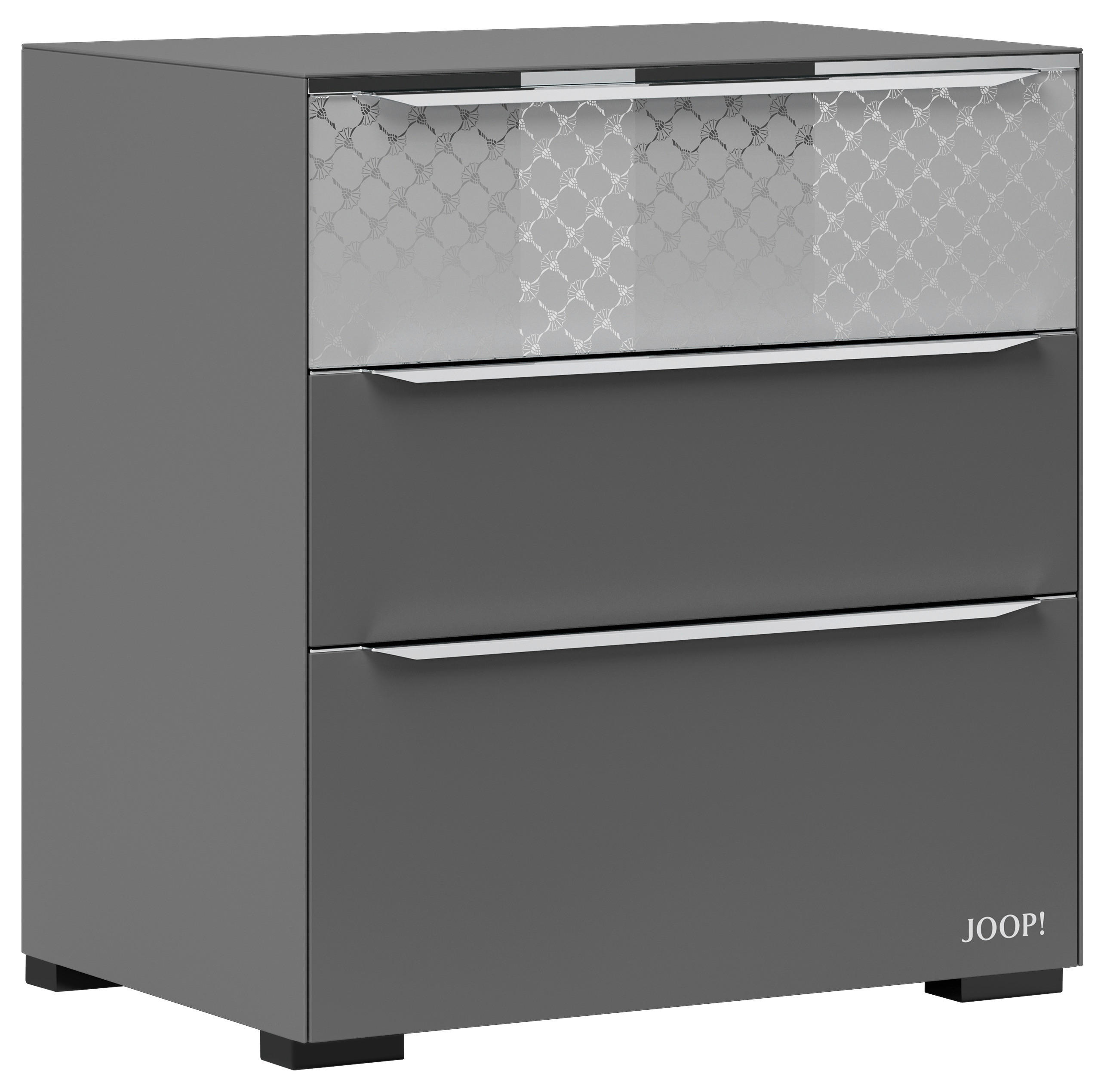 NACHTTISCH 58/62,5/40 cm  Grau, Hellgrau  - Chromfarben/Hellgrau, Design, Glas/Holzwerkstoff (58/62,5/40cm) - Joop!