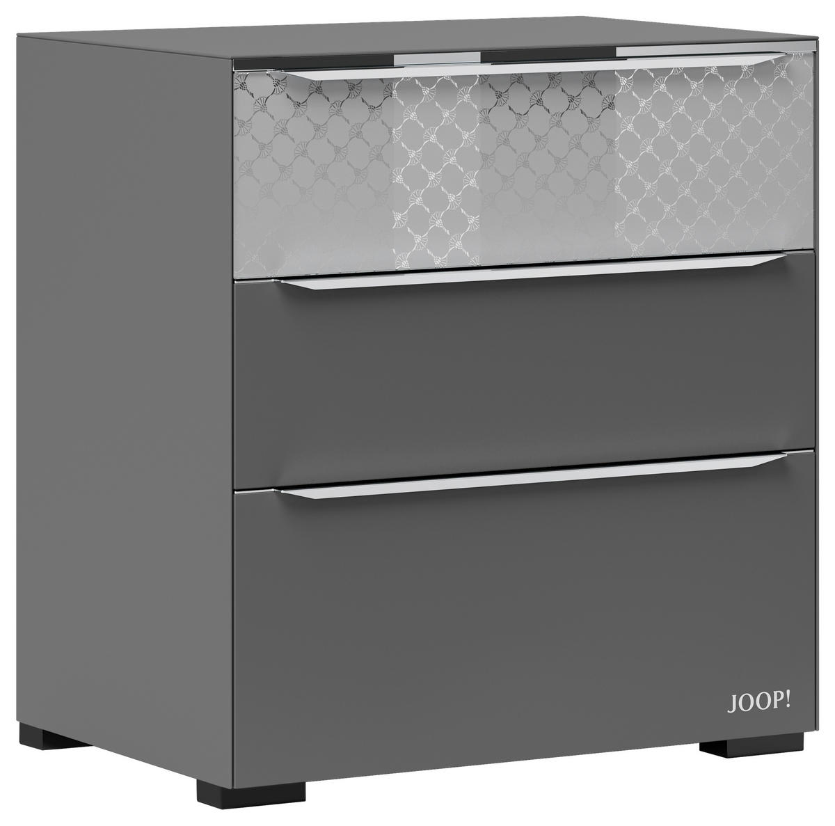 NACHTKÄSTCHEN 58/62,5/40 cm  in Grau, Hellgrau  - Chromfarben/Hellgrau, Design, Glas/Holzwerkstoff (58/62,5/40cm) - Joop!