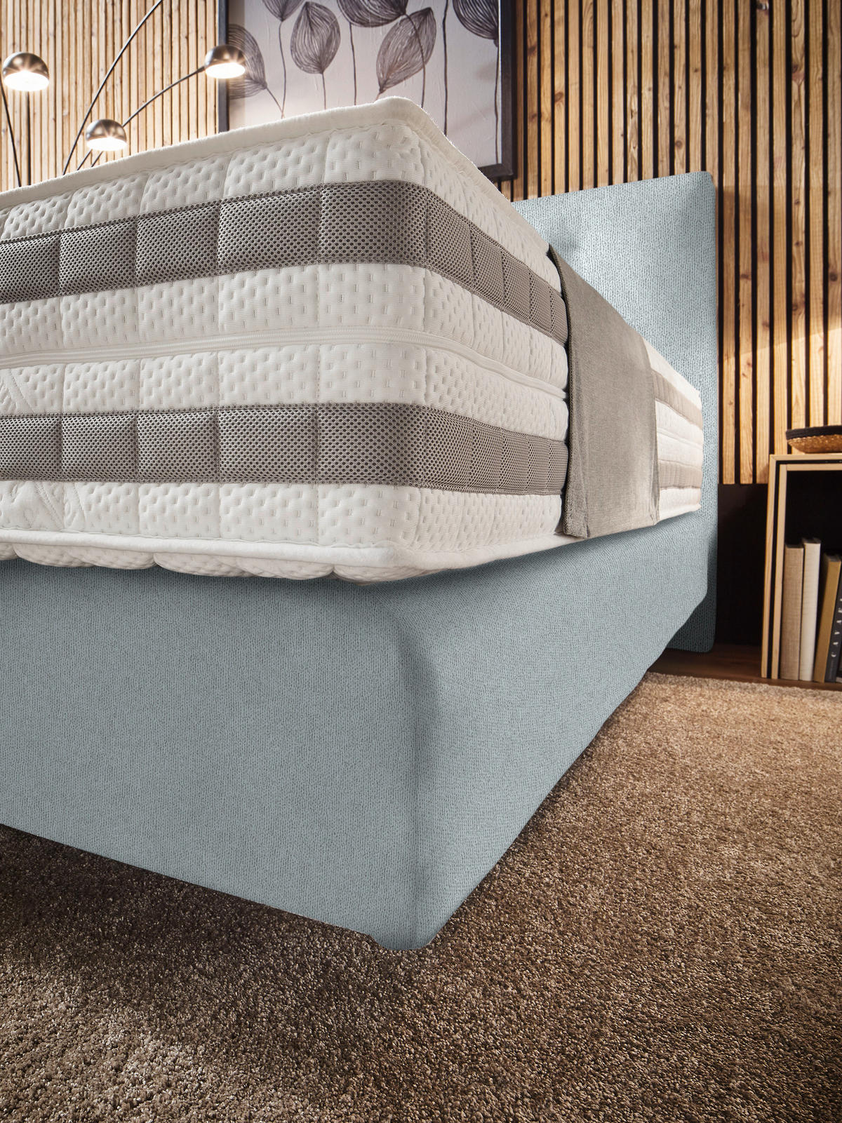 BOXSPRINGBETT 160/200 cm  in Hellgrau  - Hellgrau, KONVENTIONELL, Holz/Textil (160/200cm) - Dieter Knoll