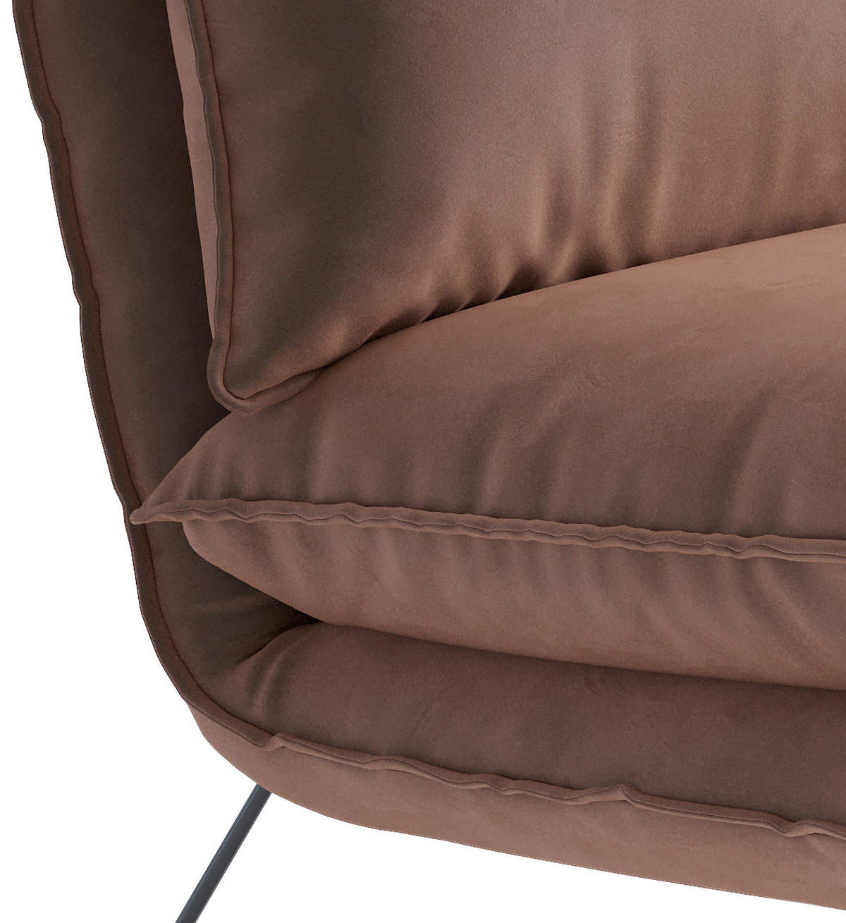 SESSEL in Flachgewebe Hellbraun  - Hellbraun/Schwarz, Design, Textil/Metall (72/84/90cm) - Livetastic