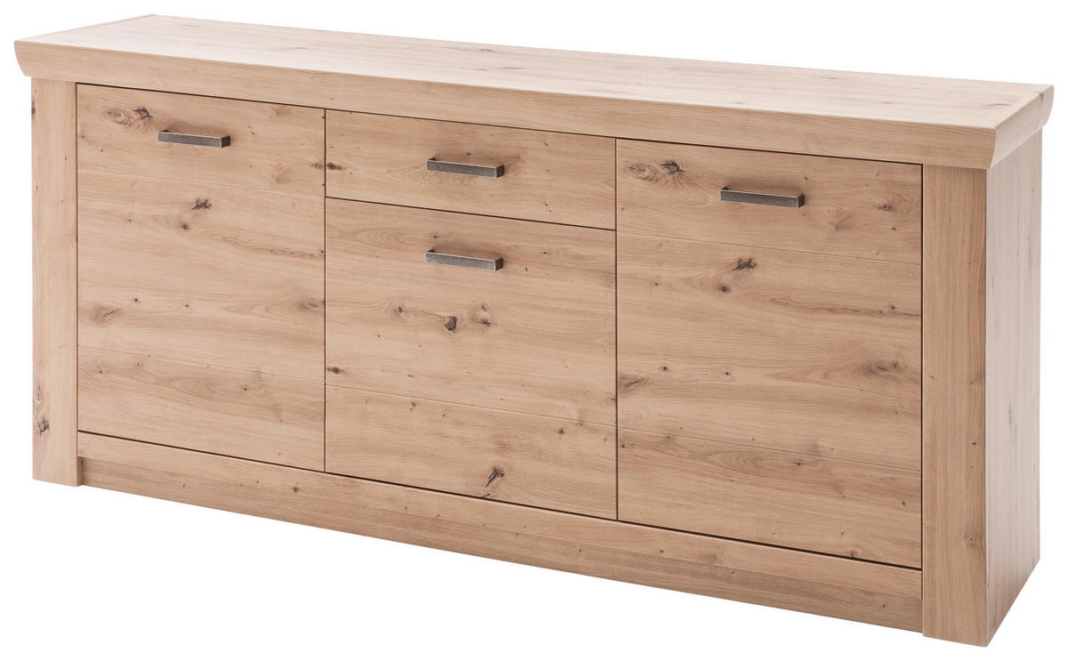 SIDEBOARD Maputo  in 183/84/45 cm  - Eichefarben/Nickelfarben, Design, Holzwerkstoff/Metall (183/84/45cm) - Livetastic