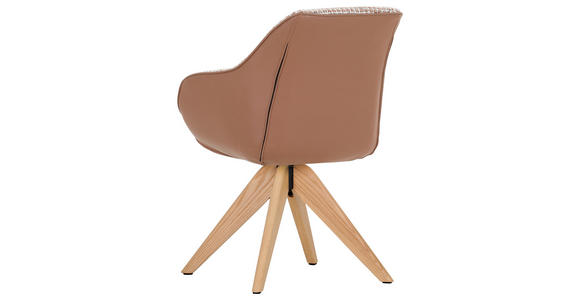 ARMLEHNSTUHL in Chenille, Lederlook - Eichefarben/Terracotta, MODERN, Holz/Textil (60/83/65cm) - Novel