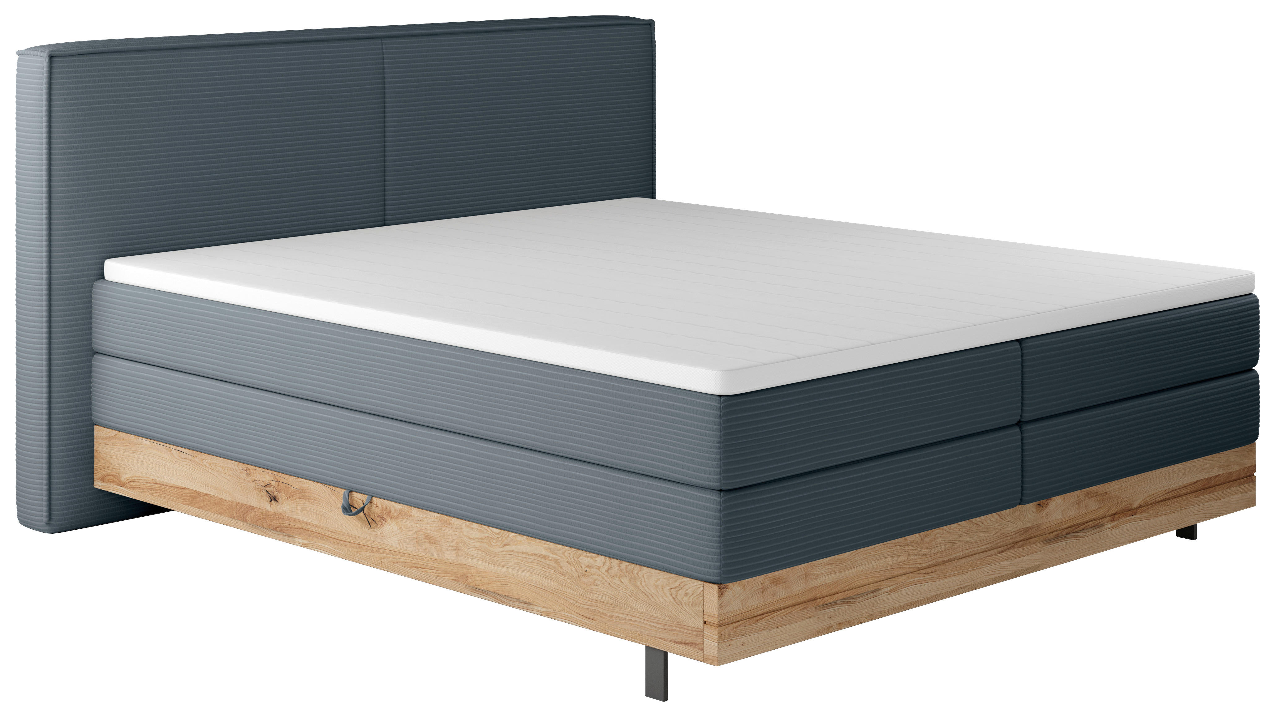 BOXSPRINGBETT 180/200 cm  in Dunkelblau  - Schwarz/Dunkelblau, Natur, Holz/Textil (180/200cm) - Valnatura