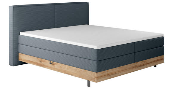 BOXSPRINGBETT 180/200 cm  in Dunkelblau  - Schwarz/Dunkelblau, Natur, Holz/Textil (180/200cm) - Valnatura