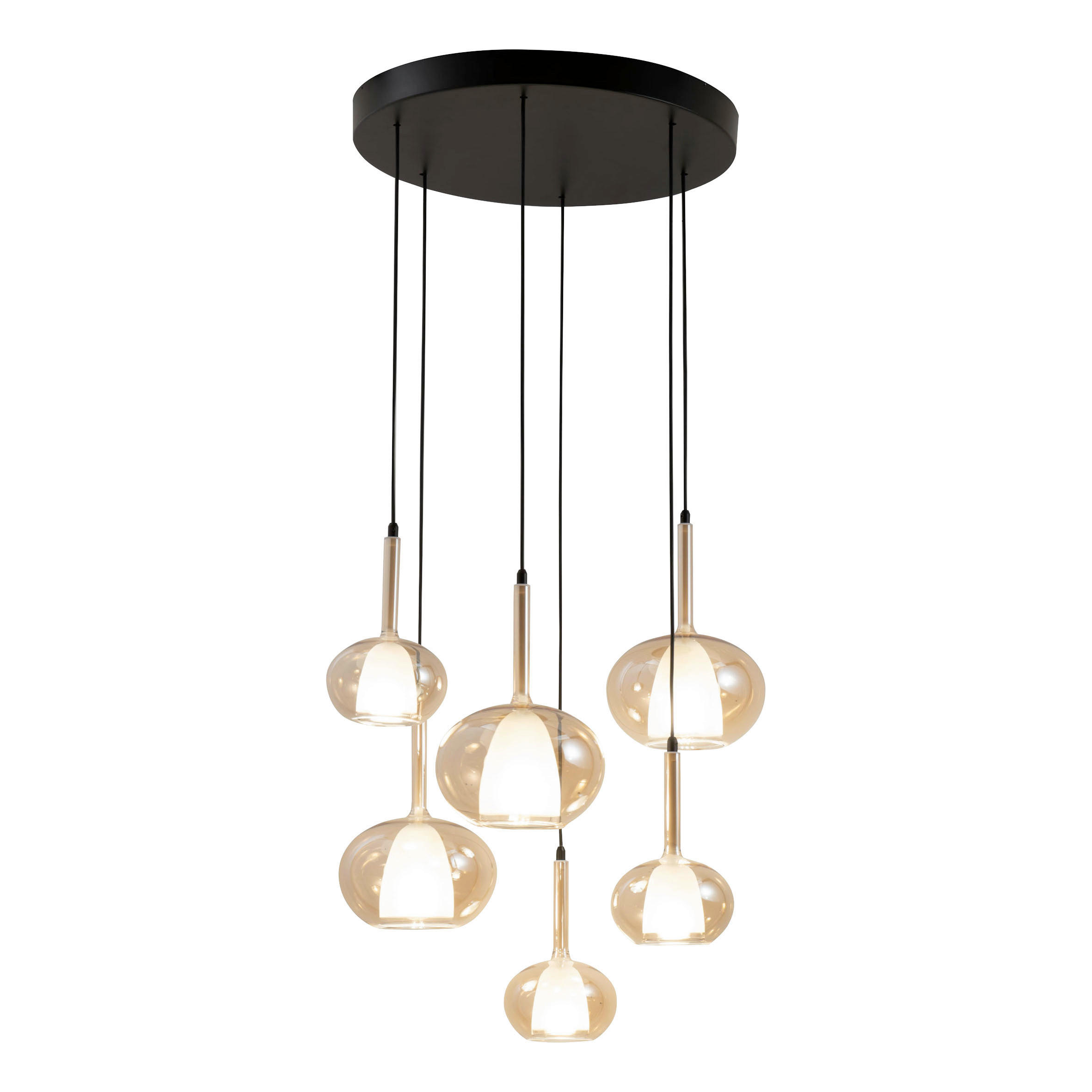 PENDELLEUCHTE Edolo 53/200 cm   - Bernsteinfarben, Design, Glas/Metall (53/200cm) - Fabas Luce