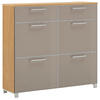 SCHUHSCHRANK Eiche furniert Taupe, Eiche Bianco  - Taupe/Chromfarben, Design, Glas/Holz (121/108/31cm)