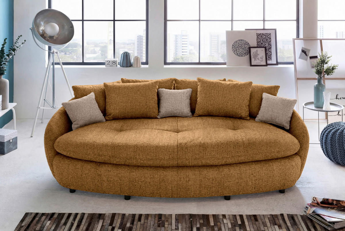 MEGASOFA Chenille Senfgelb  - Senfgelb/Schwarz, Trend, Kunststoff/Textil (238/80/140cm) - MID.YOU