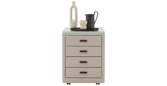NACHTSCHRANK 50/64/41,5 cm - Beige/Schwarz, KONVENTIONELL, Glas/Textil (50/64/41,5cm) - Dieter Knoll