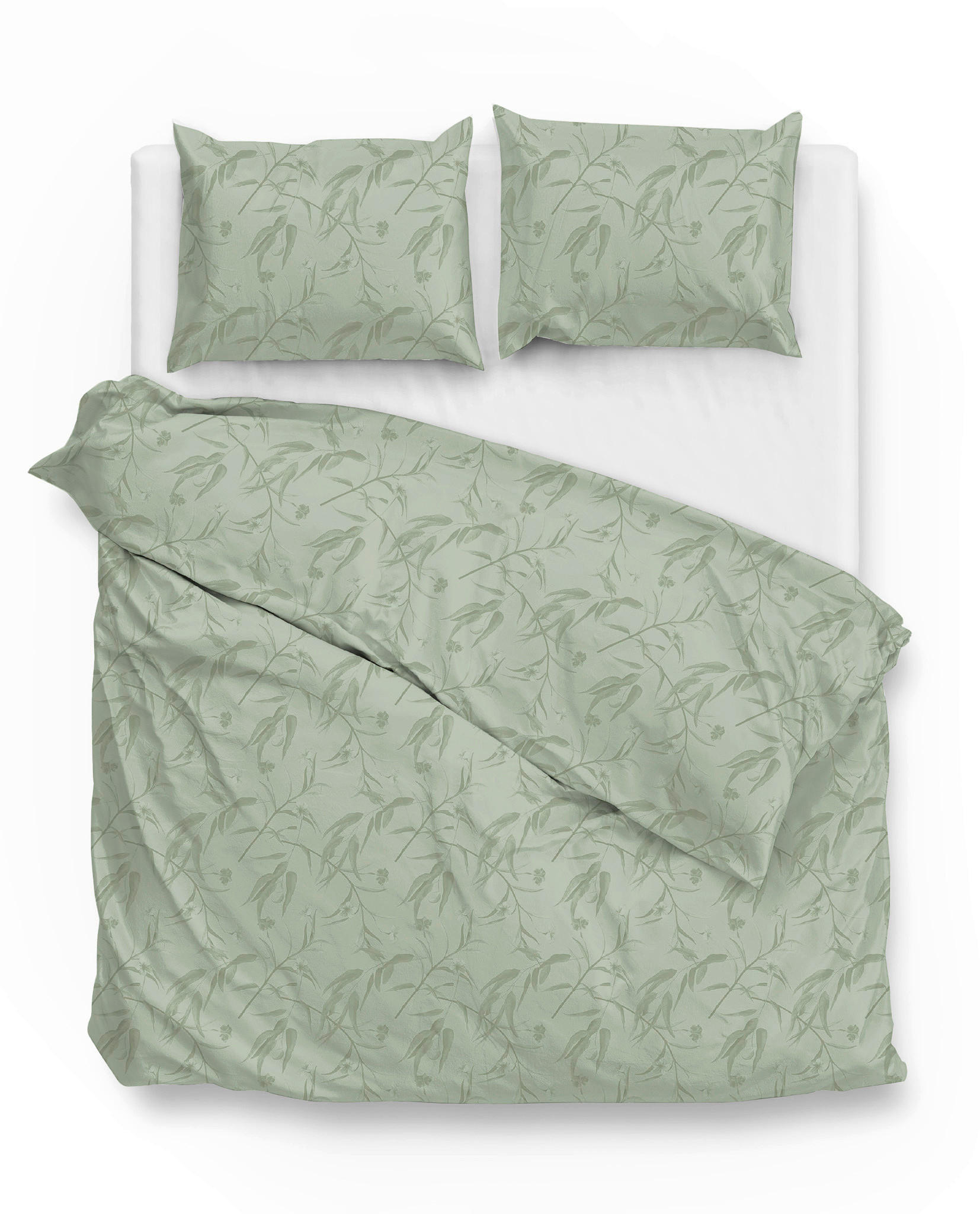 BETTWÄSCHE 3-teilig Fiori-di-Satinado Makosatin 200/200 cm  - Grün, Basics, Textil (200/200cm) - Zohome