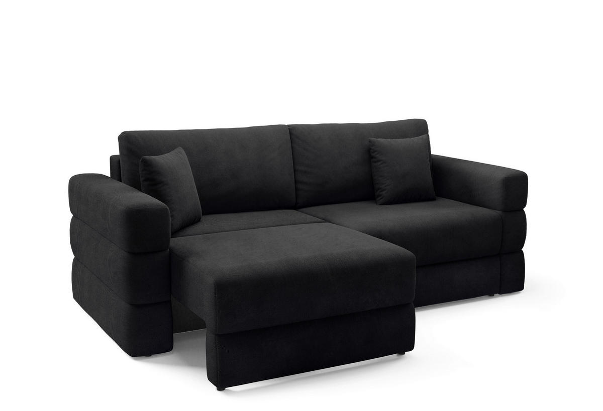 SCHLAFSOFA TERAZZO in Webstoff Schwarz  - Schwarz, Design, Kunststoff/Textil (254/93/167cm) - Livetastic