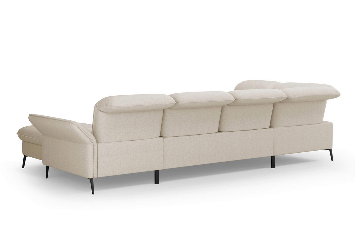 WOHNLANDSCHAFT in Flachgewebe Creme  - Creme/Schwarz, Konventionell, Textil/Metall (231/359/198cm) - Sit & More
