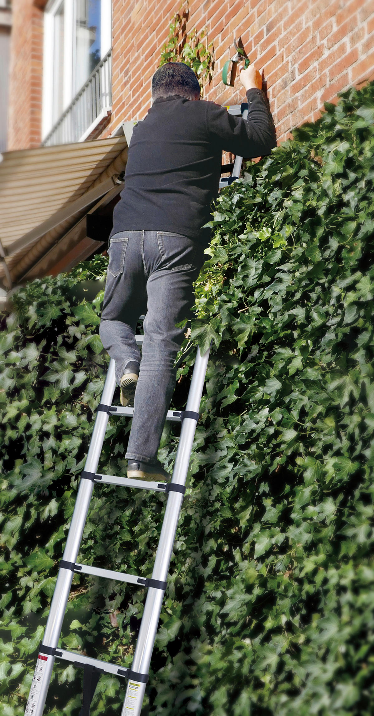 Aqua Laser teleskopske ljestve - svijetlo siva, Basics, metal (79/50/16.5cm)