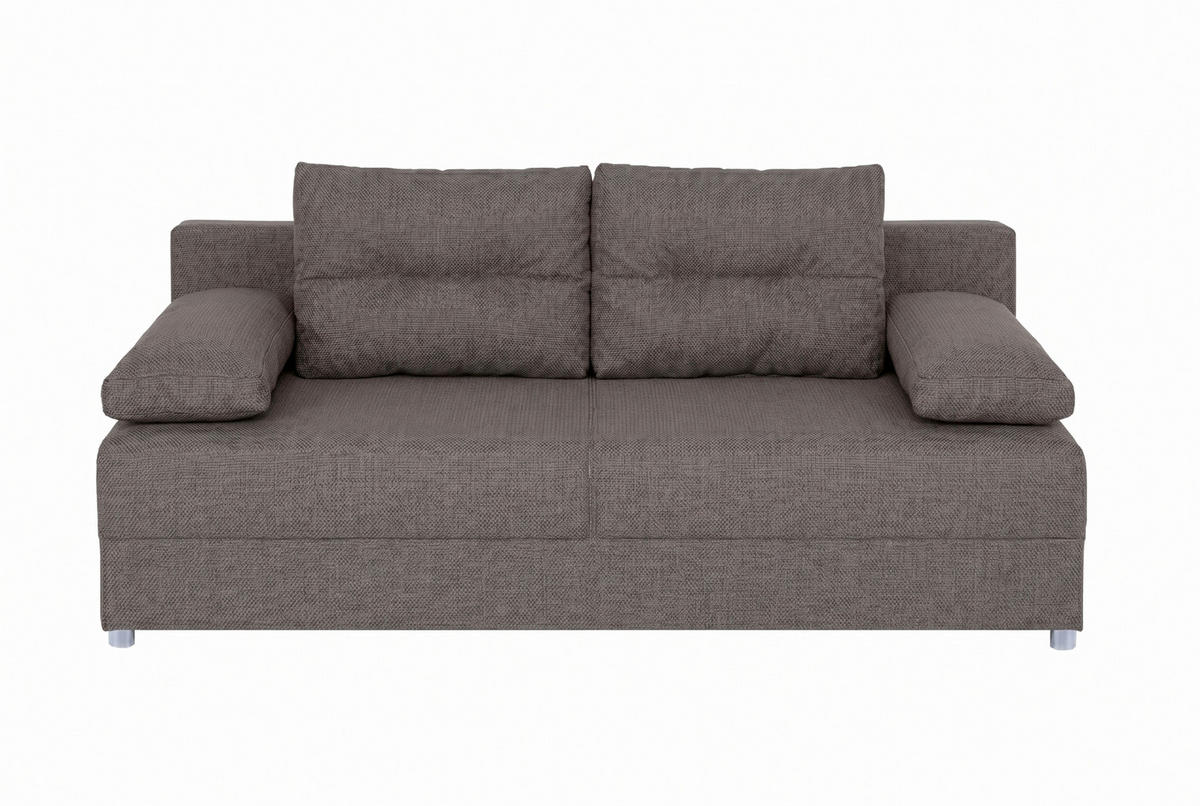 SCHLAFSOFA ZOE Braun  inkl. Rückenkissen, Armlehnenkissen  - Chromfarben/Schwarz, Design, Kunststoff/Textil (190/80/75cm) - P & B