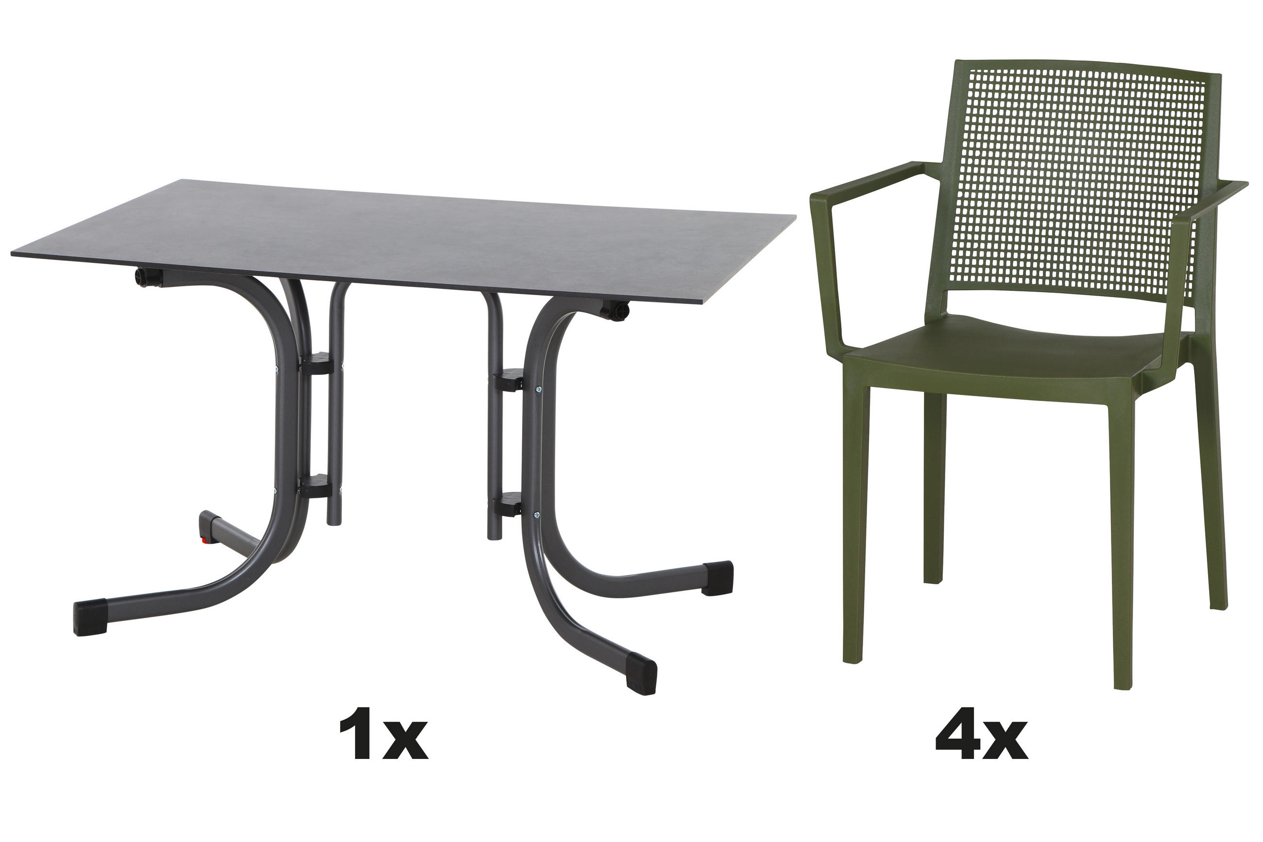 GARTENGARNITUR 5-teilig Stahl  - Grün, Basics, Kunststoff/Metall (80/80/120cm) - Siena Garden