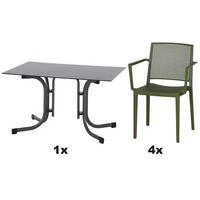 GARTENGARNITUR 5-teilig Stahl  - Grün, Basics, Kunststoff/Metall (80/80/120cm) - Siena Garden