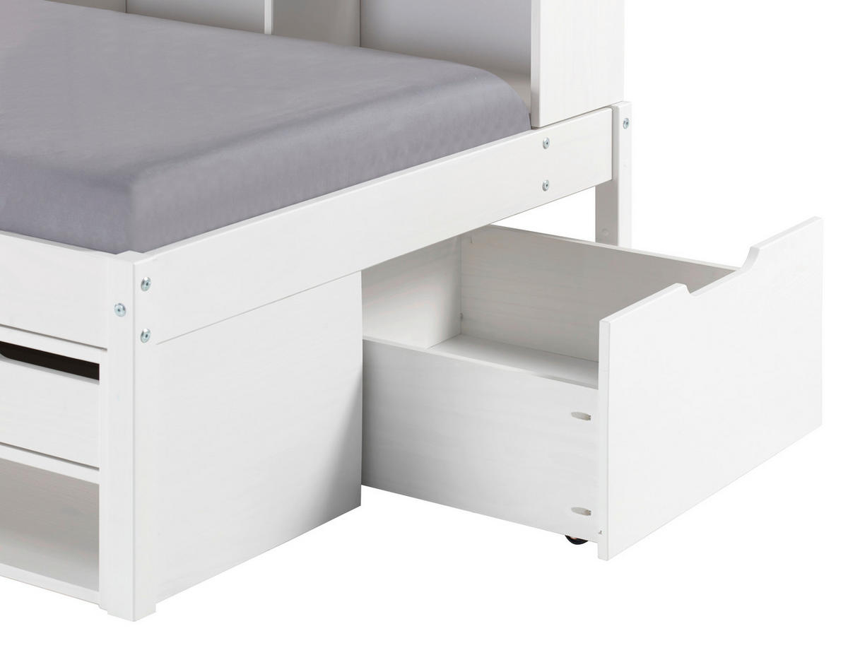 STAURAUMBETT 90/200 cm  in Weiß  - Naturfarben/Weiß, MODERN, Holz/Holzwerkstoff (90/200cm) - MID.YOU