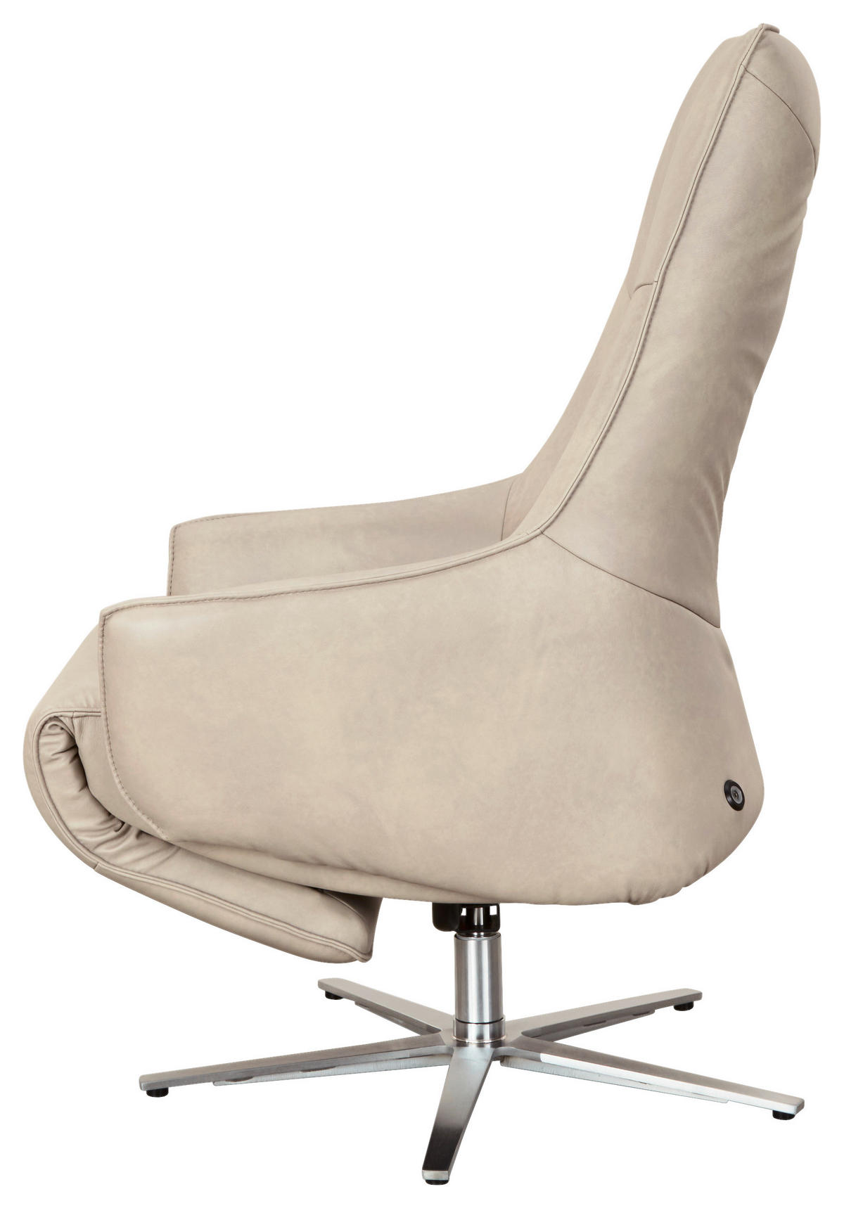RELAXSESSEL Echtleder Relaxfunktion, Fußteilverstellung    - Edelstahlfarben/Creme, Design, Leder/Metall (70/120/88cm) - Himolla
