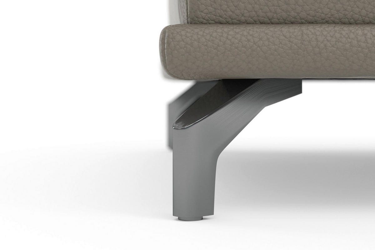 HOCKER COSTELLO E Echtleder Grau  - Schwarz/Grau, Basics, Leder/Metall (133/47/72cm) - Sit & More