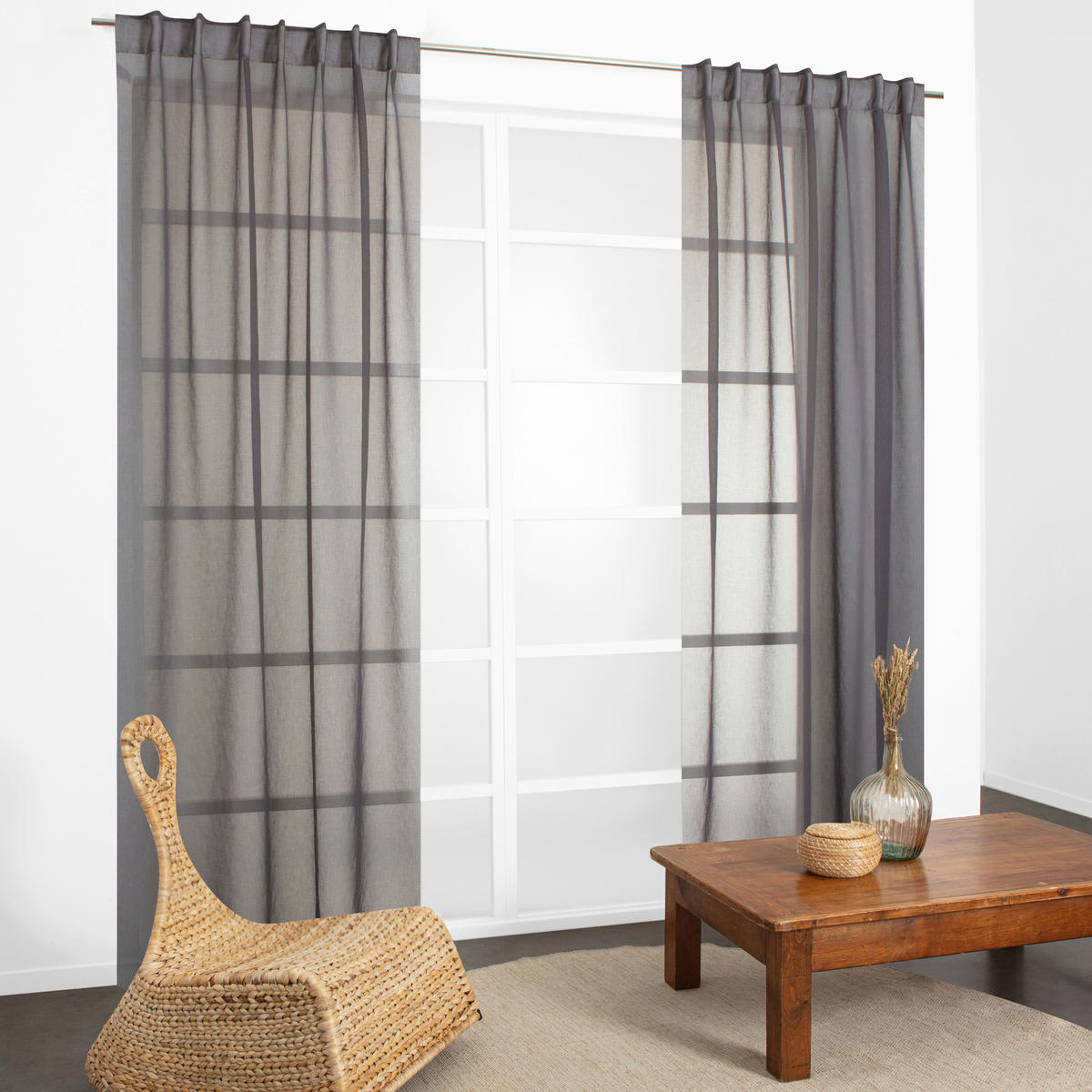 FERTIGVORHANG  halbtransparent   140/240 cm  - Dunkelgrau, Basics, Textil (140/240cm)