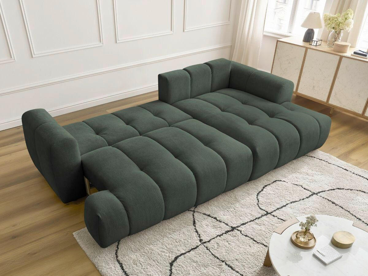 ECKSCHLAFSOFA FUJI Leinenoptik Grün  inkl.  - Schwarz/Grün, MODERN, Kunststoff/Textil (292/160cm)