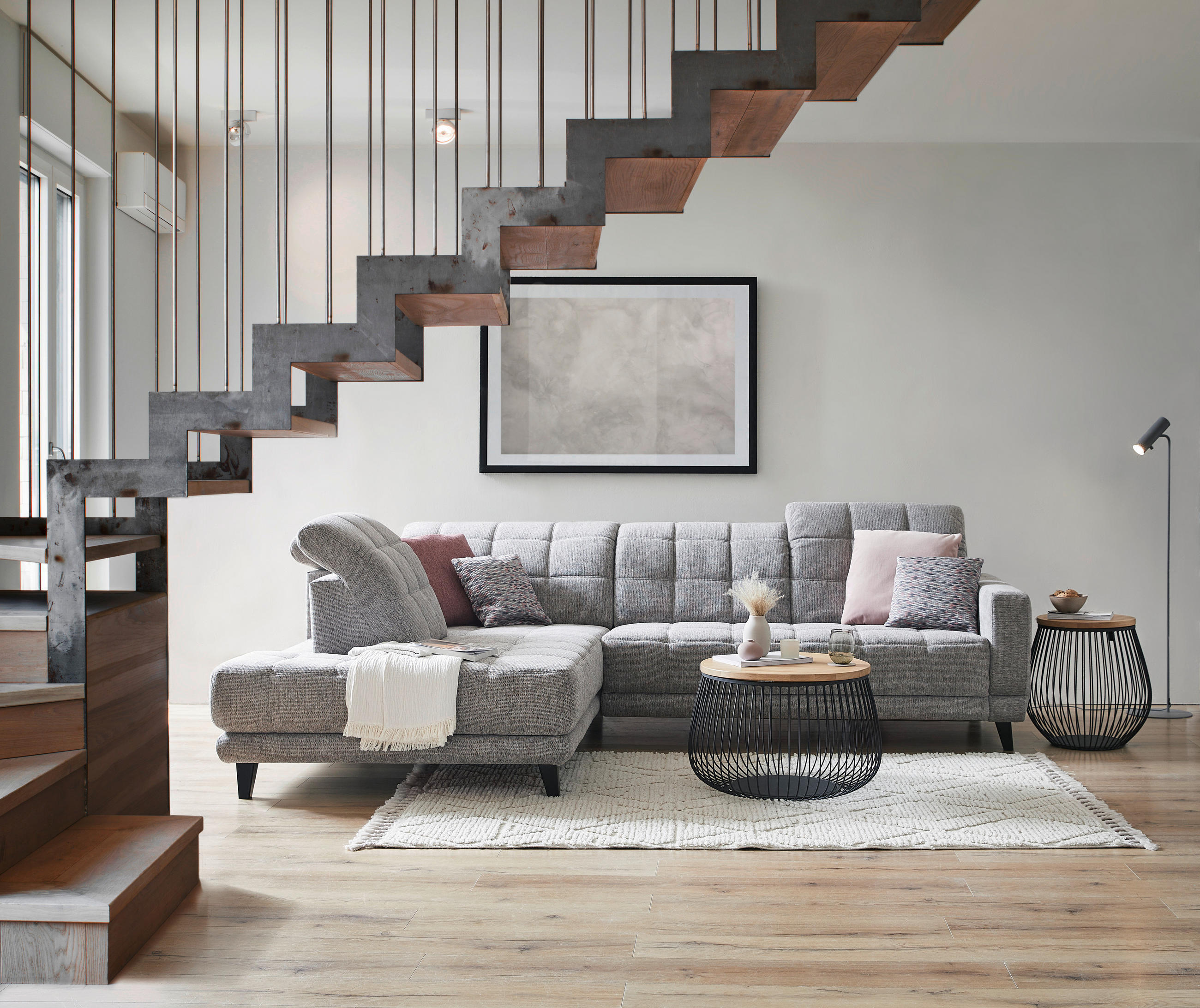 Thumbnail - Novel Beistelltisch, Natur, Schwarz, Leder, Eiche, massiv, rund, zylindrisch, 54x52.5x54 cm, Wohnzimmer, Wohnzimmertisch...