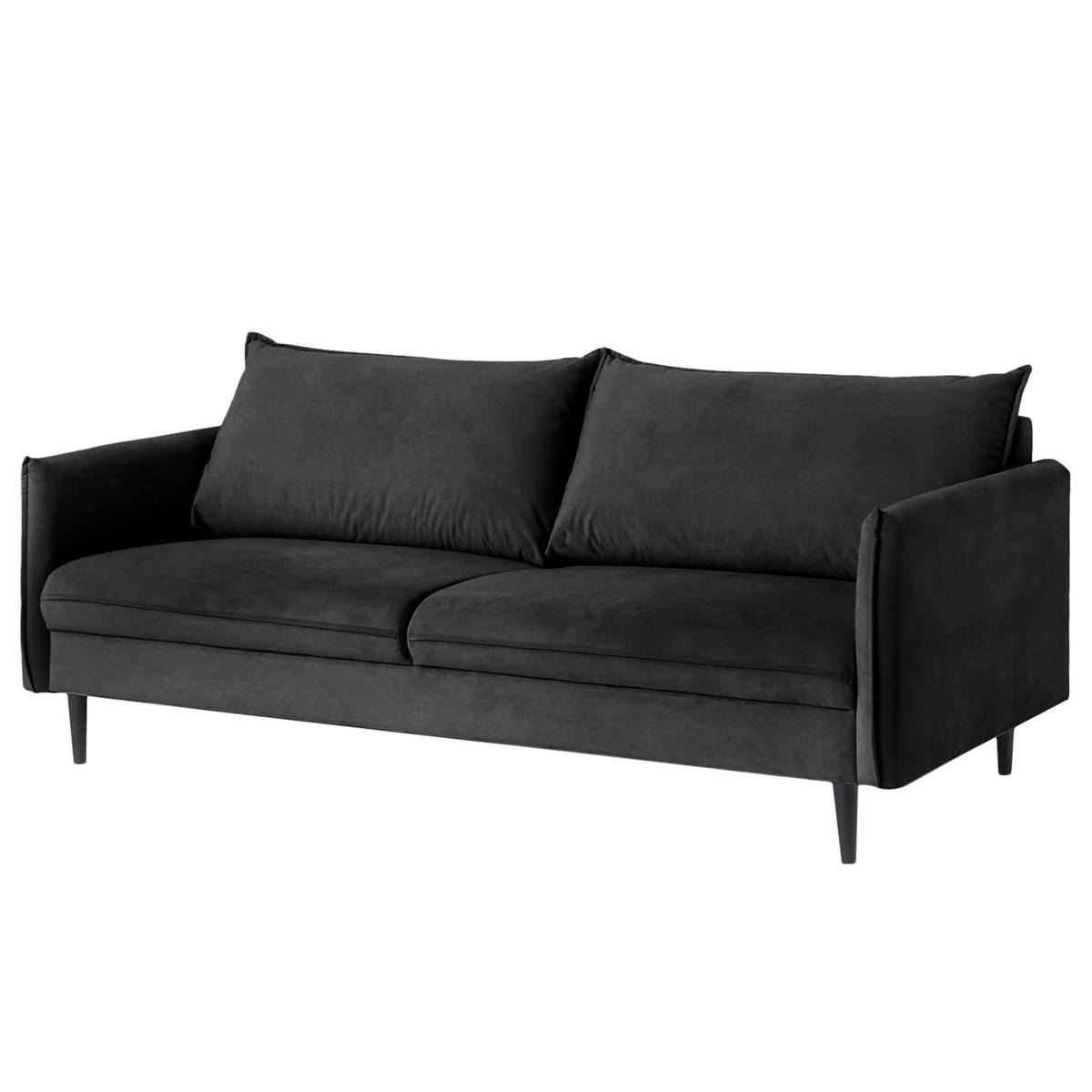 3-SITZER-SOFA JULI Samt Schwarz  - Schwarz, Design, Holz/Textil (203/86/100cm) - P & B