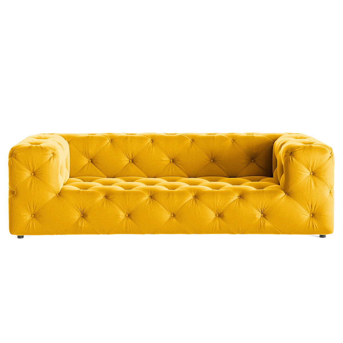3-SITZER-SOFA Samt Senfgelb  - Senfgelb/Schwarz, Design, Kunststoff/Textil (230/71/100cm) - P & B