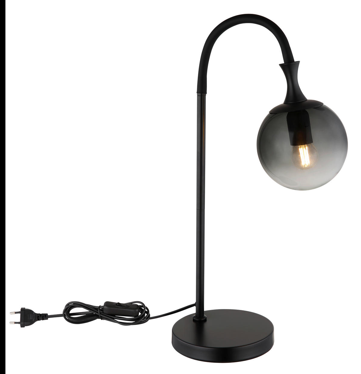 STOLNÍ LAMPA, E27, 22,5/18/57,5 cm - šedá/černá, Design, kov/sklo (22,5/18/57,5cm) - Globo