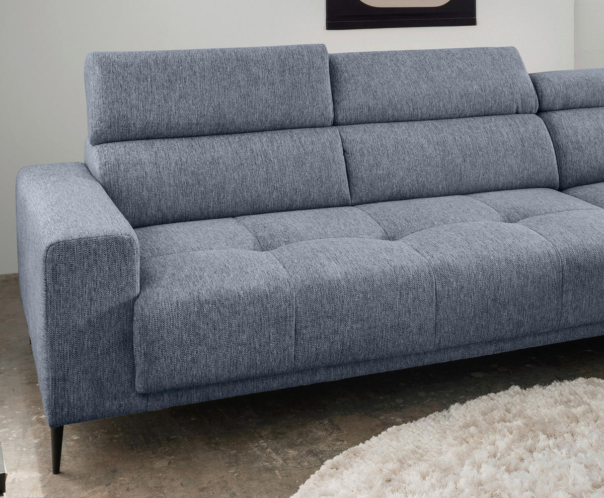 ECKSOFA Hellblau Chenille  - Schwarz/Hellblau, KONVENTIONELL, Textil/Metall (276/188cm) - Livetastic