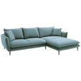 ECKSOFA  in Webstoff Blaugrau  304/196 cm  - Blaugrau/Schwarz, KONVENTIONELL, Textil/Metall (304/196cm) - Hom`in