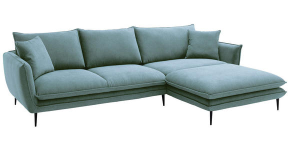 ECKSOFA  in Webstoff Blaugrau  304/196 cm  - Blaugrau/Schwarz, KONVENTIONELL, Textil/Metall (304/196cm) - Hom`in