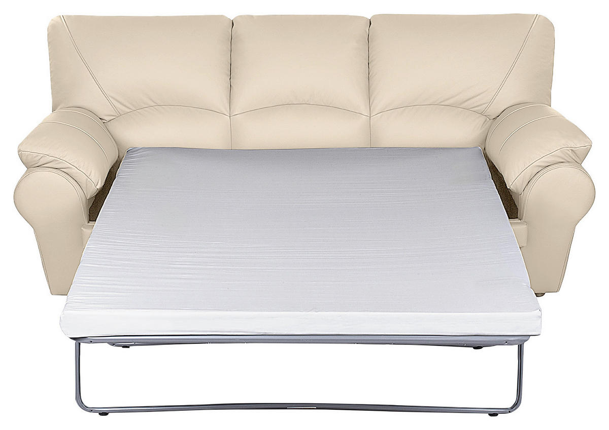 SCHLAFSOFA in Leder Beige  - Beige/Schwarz, Design, Leder/Kunststoff (205/92/85cm) - Livetastic
