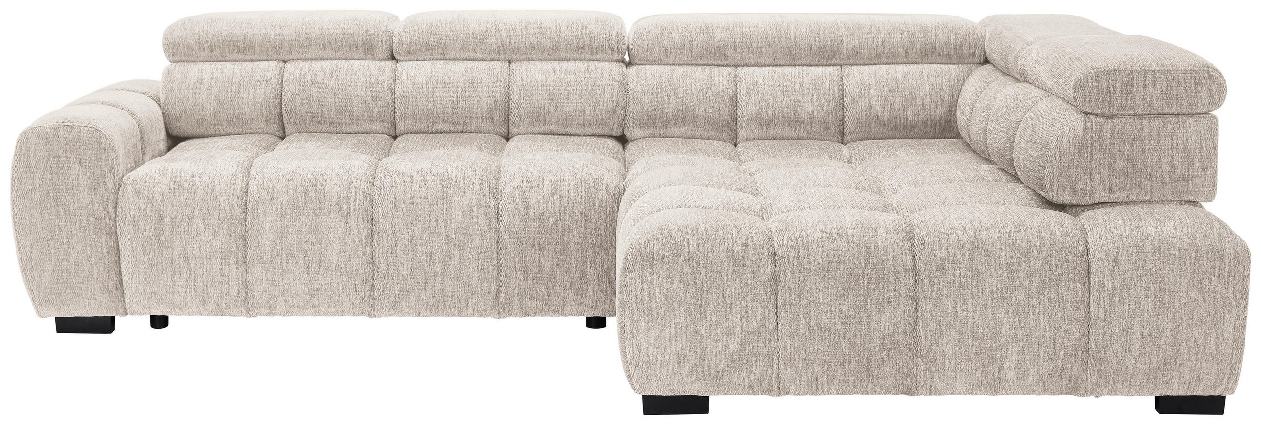 ECKSOFA inkl. Funktionen Beige Webstoff  - Beige/Schwarz, MODERN, Kunststoff/Textil (297/205cm) - Welnova