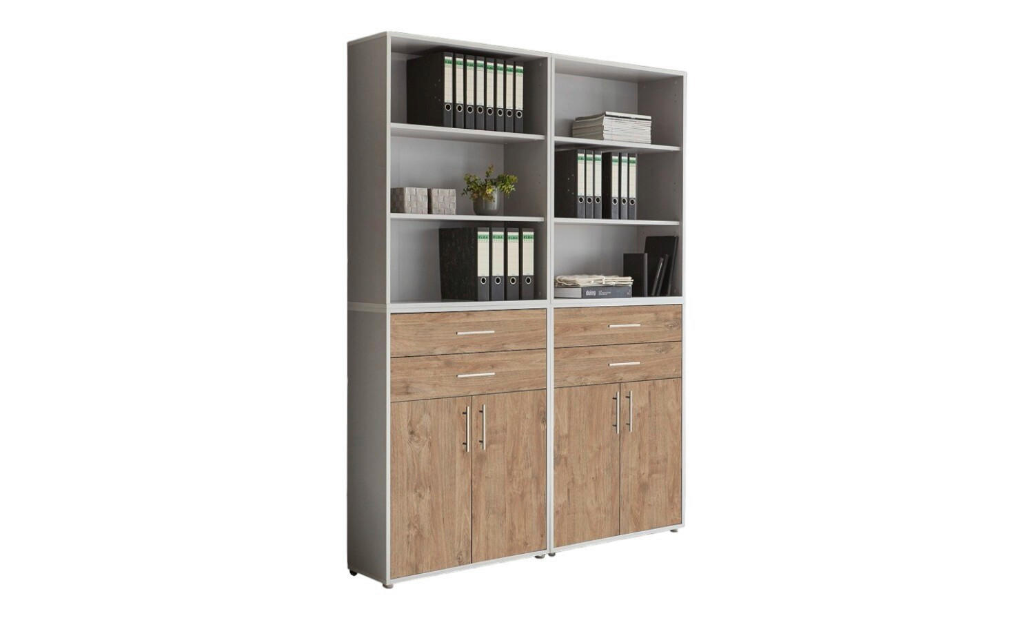 AKTENSCHRANK Grau, Eichefarben  - Eichefarben/Grau, MODERN, Holzwerkstoff (168,8/227,2/33cm) - MID.YOU
