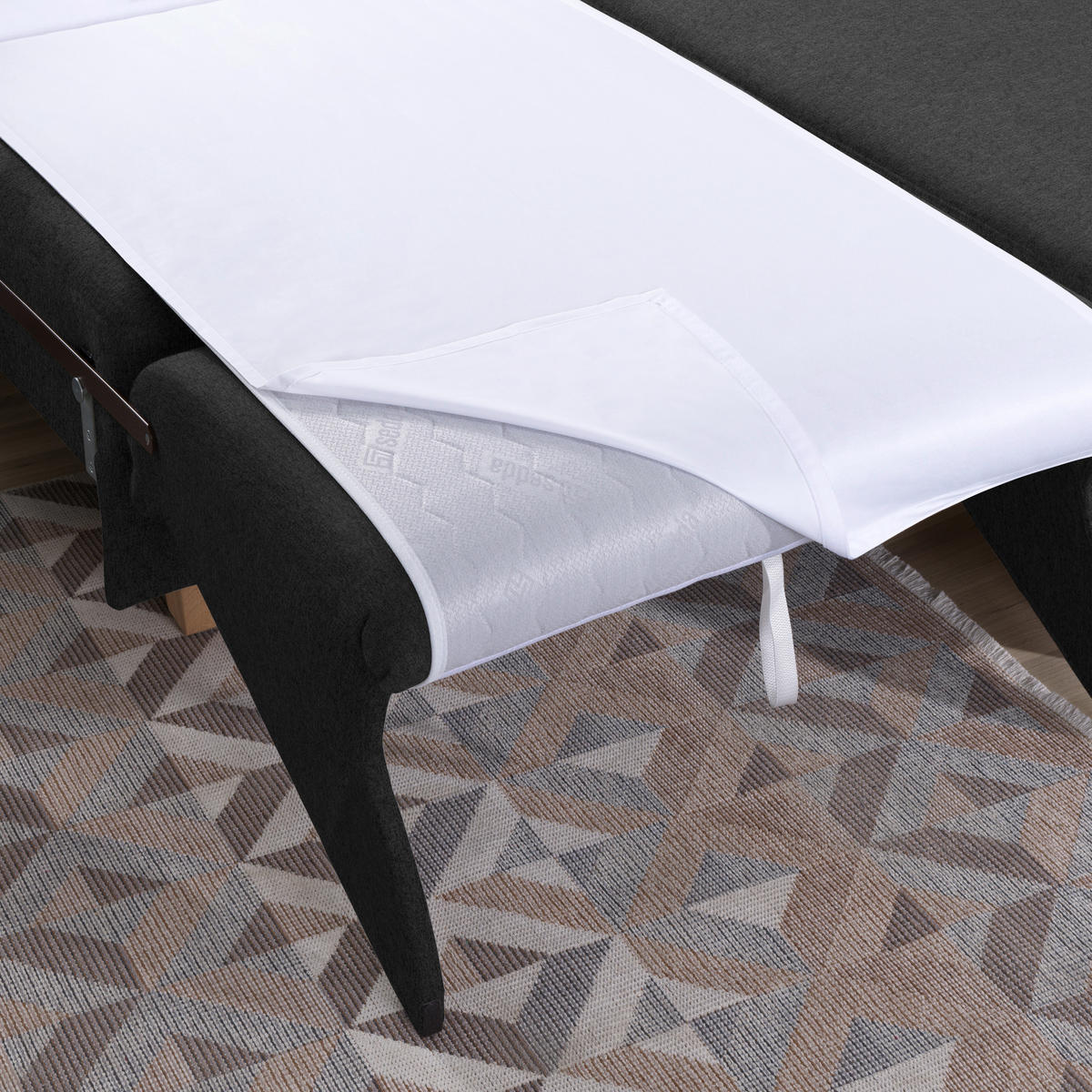 ECKSOFA in Flachgewebe Anthrazit  261/203 cm  - Eichefarben/Anthrazit, KONVENTIONELL, Holz/Textil (261/203cm) - Sedda