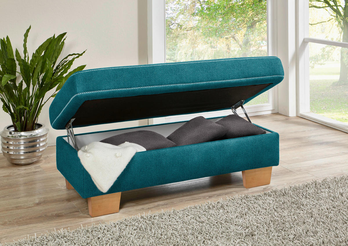 ECKSOFA in Mikrofaser Petrol  - Eichefarben/Beige, Natur, Holz/Textil (226/273cm) - Beldomo System