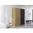 SCHWEBETÜRENSCHRANK 180/223/68 cm 2-türig Schwarz, Eichefarben  - Eichefarben/Schwarz, Design, Glas/Holz (180/223/68cm) - Novel