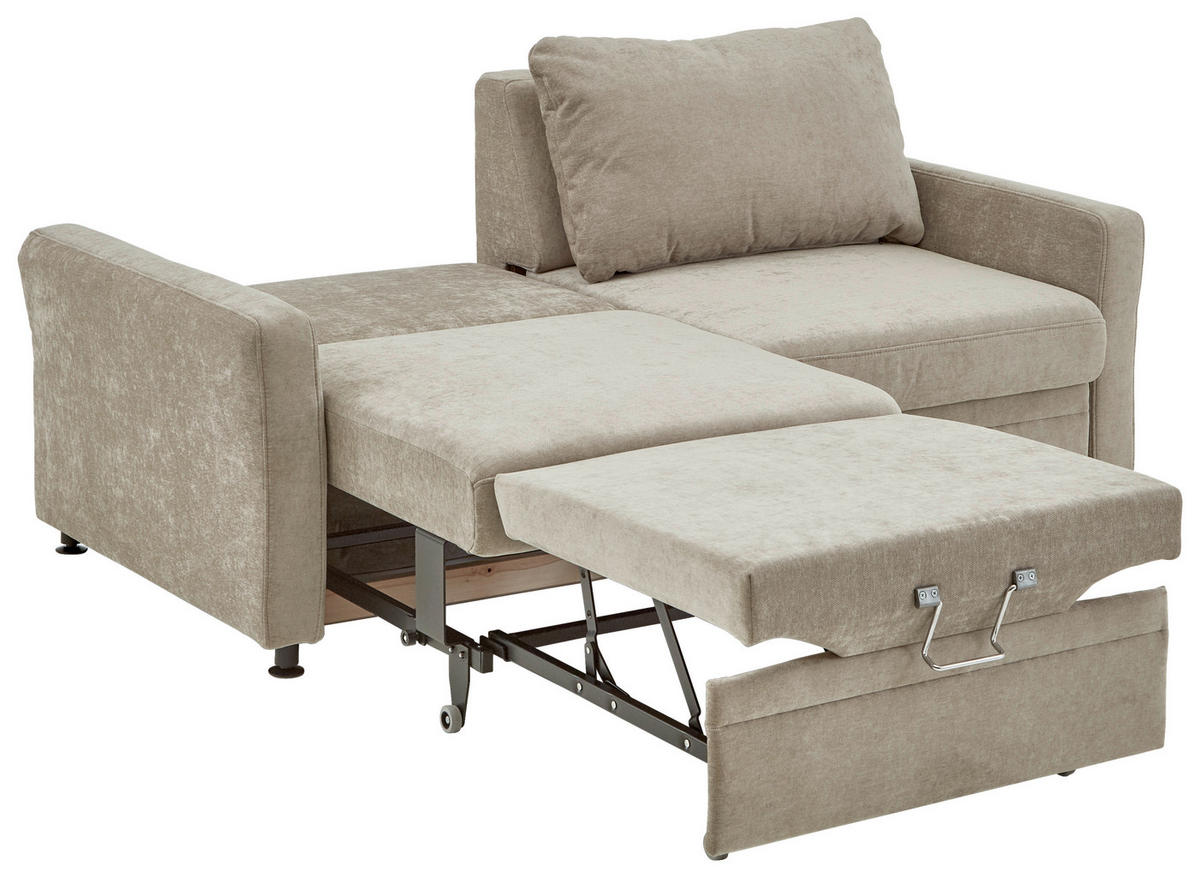 SCHLAFSOFA Chenille Hellbraun  - Hellbraun/Schwarz, KONVENTIONELL, Textil/Metall (186/90/100cm) - Beldomo Style