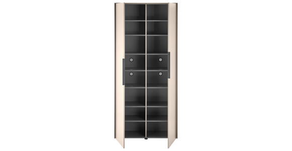 SCHUHSCHRANK  in 90/195/38 cm  - Kaschmir/Schwarz, Design, Holzwerkstoff/Kunststoff (90/195/38cm) - Voleo