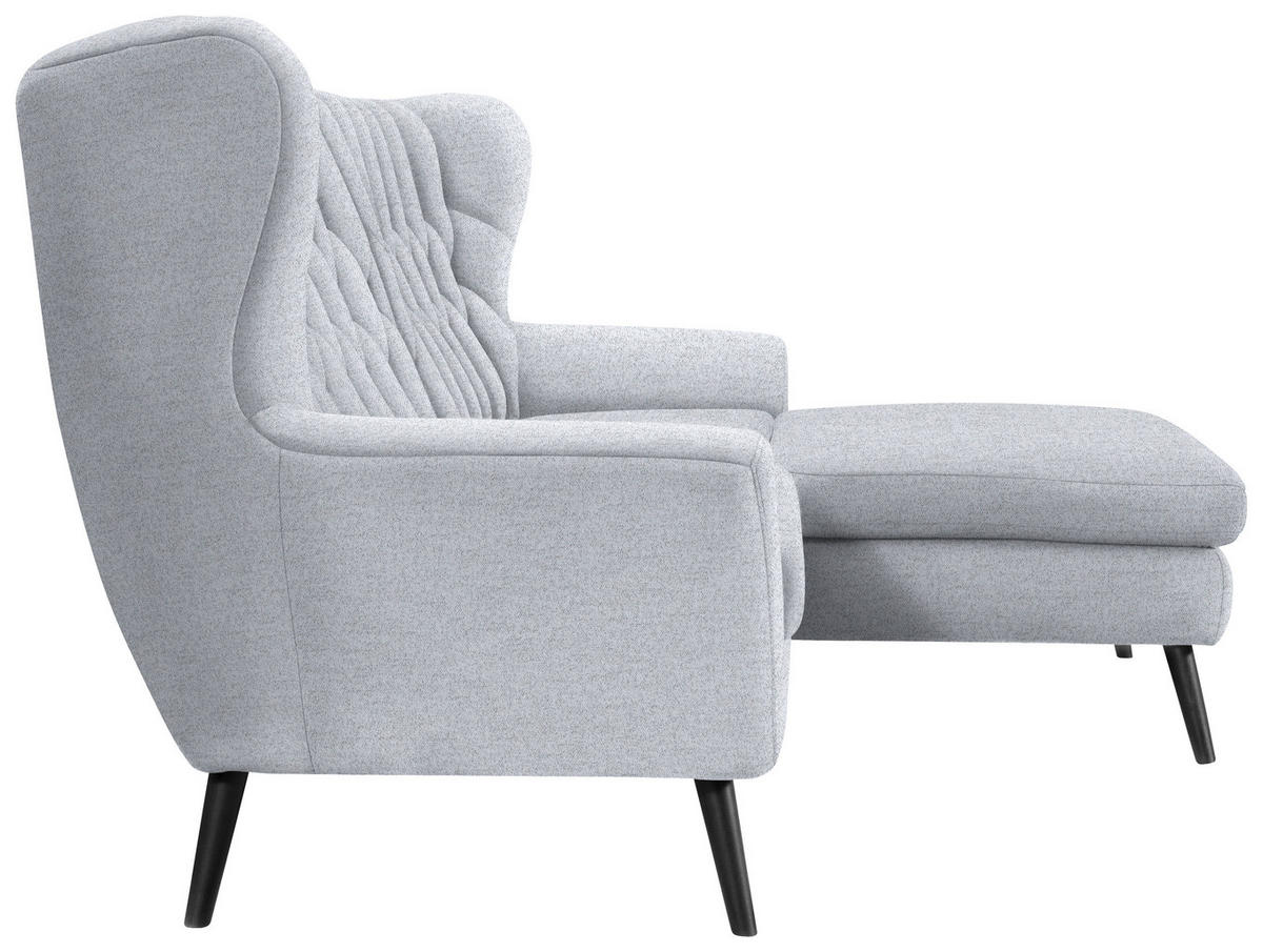 ECKSOFA in Flachgewebe Hellgrau  - Hellgrau/Schwarz, Design, Holz/Textil (237/165cm) - Stylife