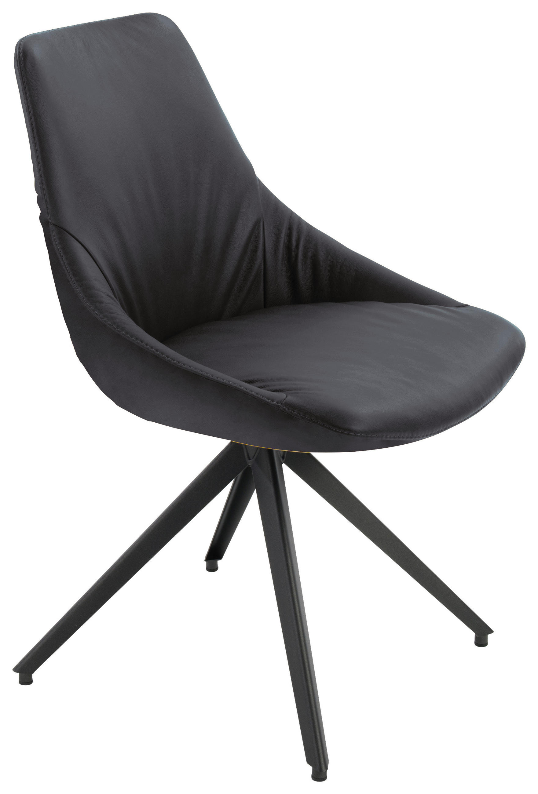 STUHL Echtleder Graphitfarben  - Anthrazit/Graphitfarben, Design, Leder/Metall (55/87/62cm) - Bert Plantagie