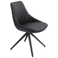 STUHL Echtleder Anthrazit, Graphitfarben  - Anthrazit/Graphitfarben, Design, Leder/Metall (55/87/62cm) - Bert Plantagie